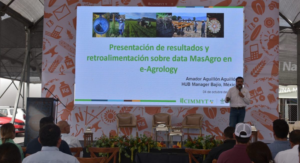 Presentación de resultados de MasAgro en la plataforma e-Agrology. (Foto: Sarah Martínez / CIMMYT)