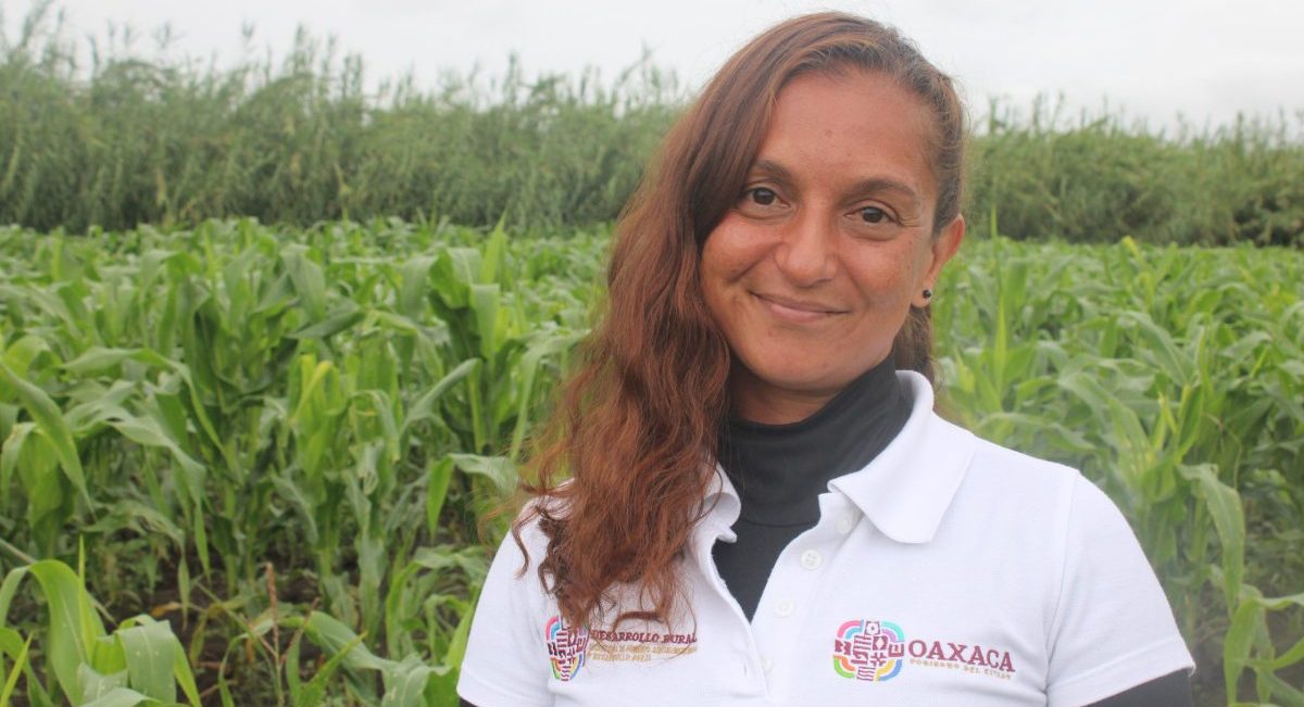 Sandra Basurto Martínez, coordinadora del equipo técnico del programa Autosuficiencia Alimentaria de SEFADER, en la región de los Valles Centrales. (Foto: CIMMYT)